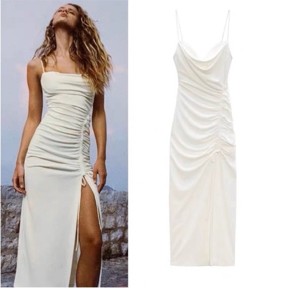 NWOT ZARA | Draped Midi Dress - Picture 2 of 8